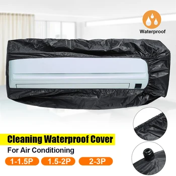 

Dustproof Black Air Conditioner Cover Cleaning Dust Washing Cover Clean Waterproof Protector Household Cleaning Dust Cover