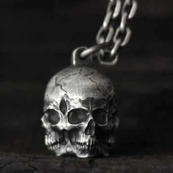 

Retro Silver Skull Pendant Necklace