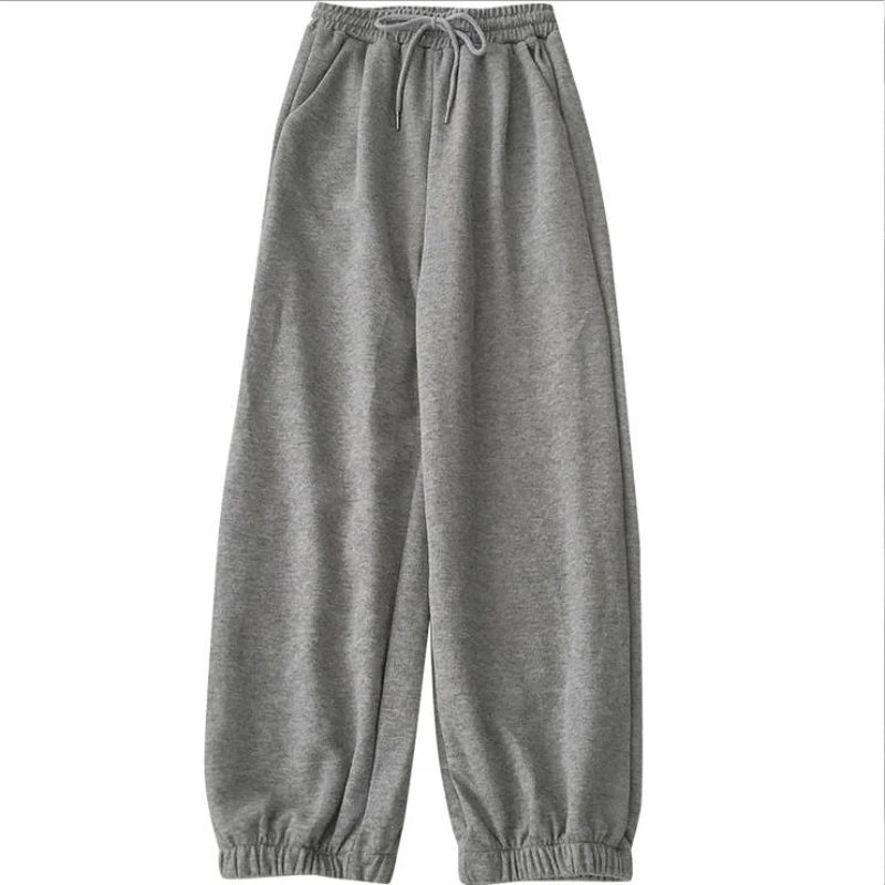 

2020 All-Match High Waist Hip Design Harem Pants Drawstring Casual Loose Ins Straight Pantalones Mujer Elastic Waist Trousers