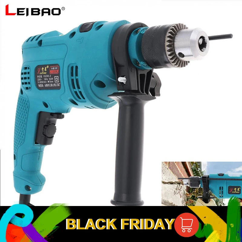 

220V 550W Handheld Impact Electric Pistol Drill with Dualuse Variable Speed Switch and Drill Chuck for Handling Screws/Punching
