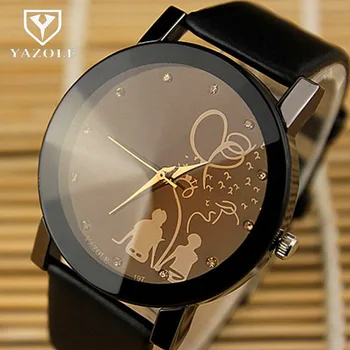 YAZOLE-Relojes de pulsera de cuarzo para parejas, relojes de pulsera de cuero para enamorados, moda novedosa, reloj informal para parejas jóvenes, regalo para hombre