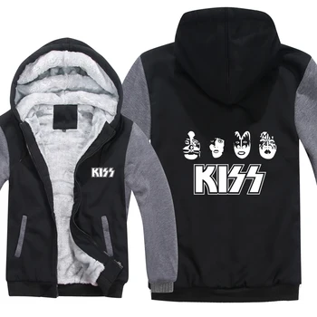 

For Kiss Band Hoodies Men Pullover Wool Liner Jacket Hip Hop Sweatshirts Hoody Fashion Coat