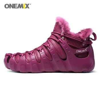 

ONEMIX Winter Boots Red Shoes Trekking Sneakers Men Anti Slip Shoes for Women Outdoor Trekking Shoe Sneakers Winter Warm Keeping