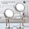 2-Sided Vanity Makeup LED Mirror, 3X/5X Tabletop Cosmetic Mirror USB Rechargeable, 3Color Touch Brightness and Height Adjustable 1