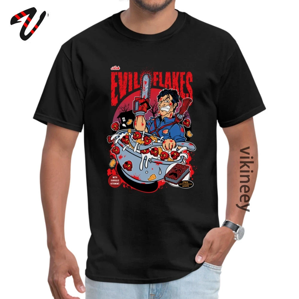 Funny Short Sleeve Tops Tees Father Day 2019 Popular O-Neck 100% Cotton Fabric Tops Shirt Men Top T-shirts EVIL_FLAKES_ EVIL_FLAKES_1552 black