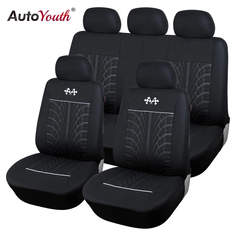 Autoyouth полный набор сиденье автомобиля включает универсальный fit сиденья защиты моды автомобильные аксессуары гонки флаги автомобилей стайлинг черный авто чехлы на сидения чехлы для авто
