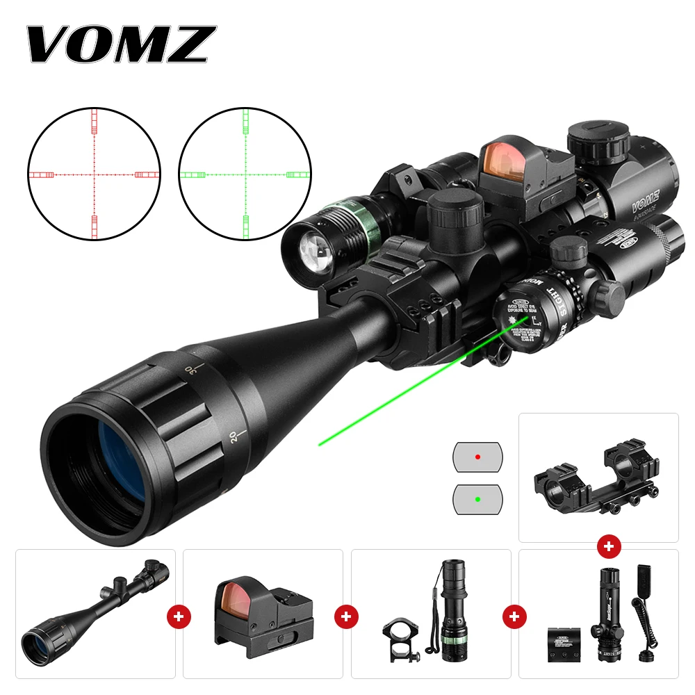 VOMZ 6-24x50 AOEG Rangefinder Sight Rifle Scope With Holographic 4 Reticle Sight Red Dot Green Dot Laser Combo Riflescope rifle scope