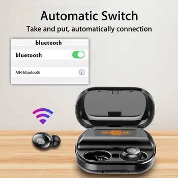 

Mini Portable Wireless bluetooth 5.0 Earphone LED Display Stereo 4000mAh Power Bank Earbuds Bilateral Call Headphone