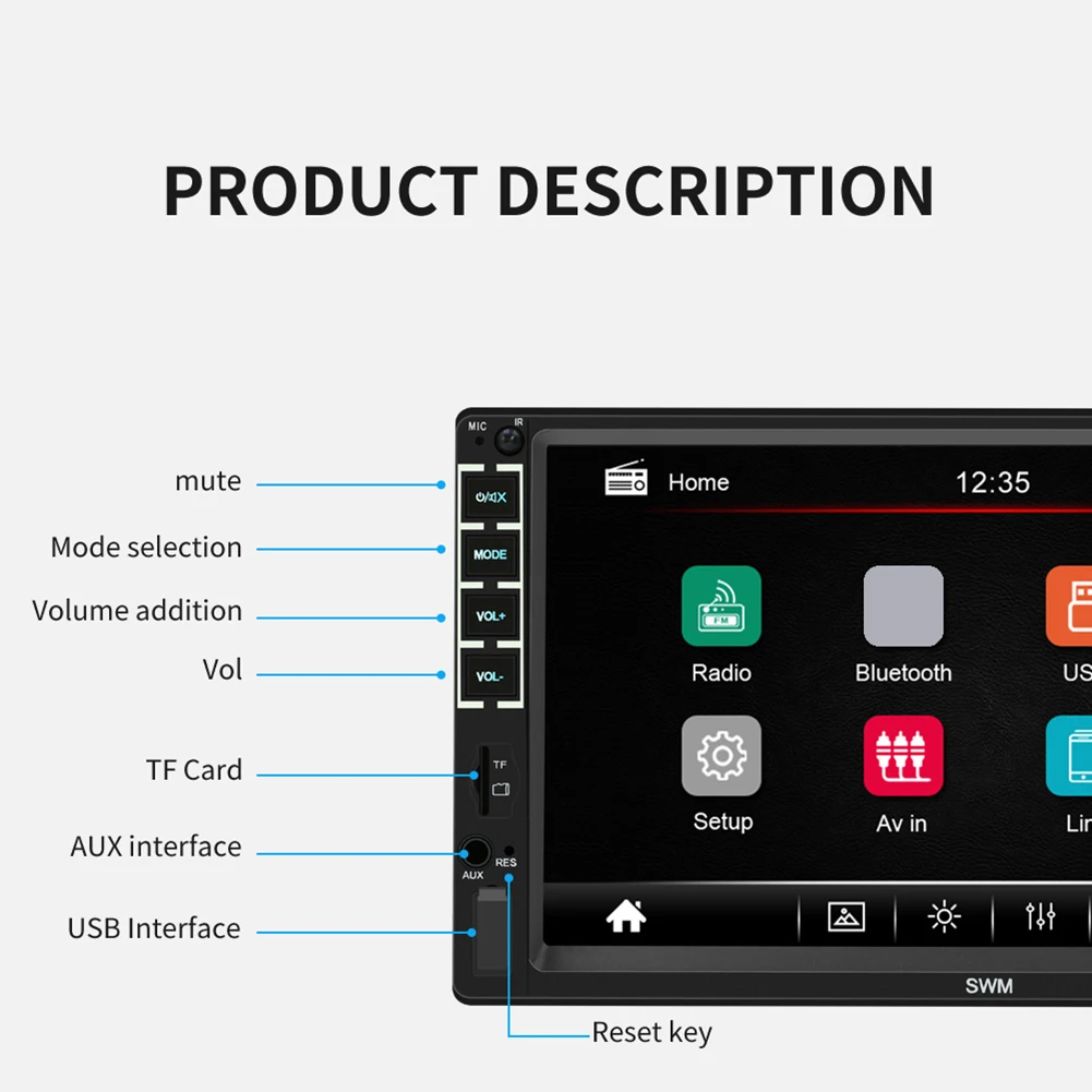7 дюймов 2 Din автомобильное радио Bluetooth XR Зеркало Ссылка HD реверсивное изображение MP5 плеер автомобильные электрические аксессуары