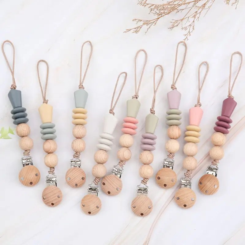 Pacifier-Chains Teething-Chain Clips-Holder Handmade Baby Silicone Safe Eco-Friendly