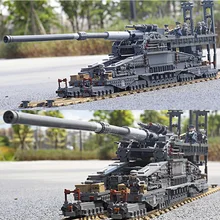 3846pcs Military Heavy Gustav/Dora 80cm Cannon E Railway GUN army Building Blocks Tank Soldier Bricks Toys