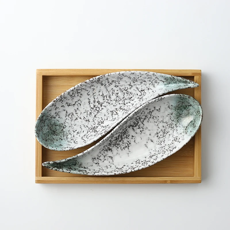 Керамическая тарелка для закусок, японский десерт, украшение, блюдо, неправильный поднос для суши, фруктов, Бытовая Посуда, инструменты, японская посуда - Цвет: 2pcs