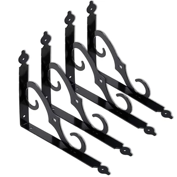 

4-Pack Shelf Brackets, Wall Mounted Heavy Duty Black Bracket for Shelves Corner, Support Corner Brace Joint