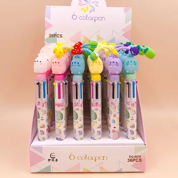 

36 pcs/lot Kawaii Molang Rabbit Fruit 6 Colors Ballpoint Pen Cute ball pens School Office writing Supplies Stationery Gift