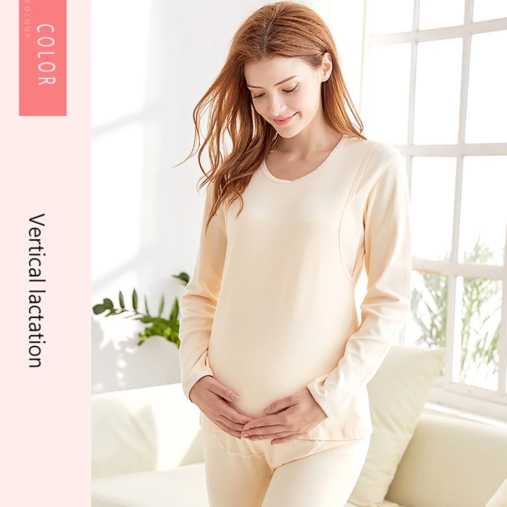 Хлопковая пижама для беременных и кормящих; ночная рубашка для кормления; комплект одежды для беременных; футболка для отдыха и брюки; костюм; Одежда для беременных женщин