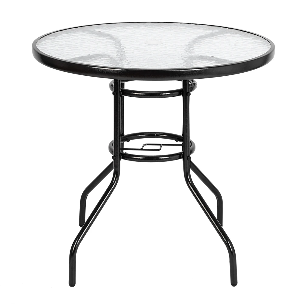 

Outdoor Dining Table Round Toughened Glass Table Yard Garden Glass Table Dark Chocolate Mm Ripple Toughened Glass 80 X 70cm
