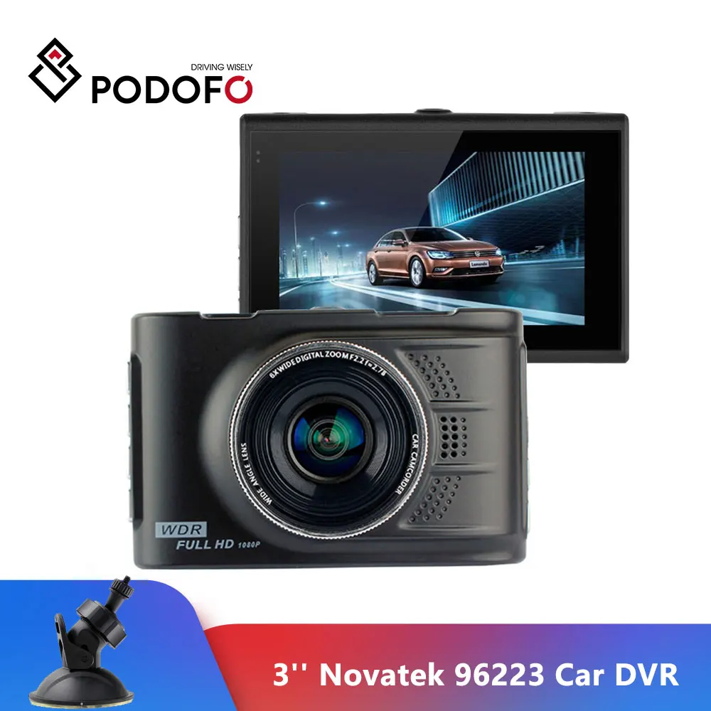 Najtaniej Podofo Novatek 96223 wideorejestrator samochodowy 3.0 cala WDR Full HD 1080P kamera Viechle kamera na deskę rozdzielczą wideorejestrator rejestrator 170 stopni, kamera samochodowa