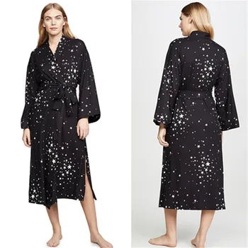 

Kaftan Long Cotton Beach Dress Stars Print Bikini Cover Up Tunics for Beach Sarong Robe De Plage Bikini Cover Up Vestido