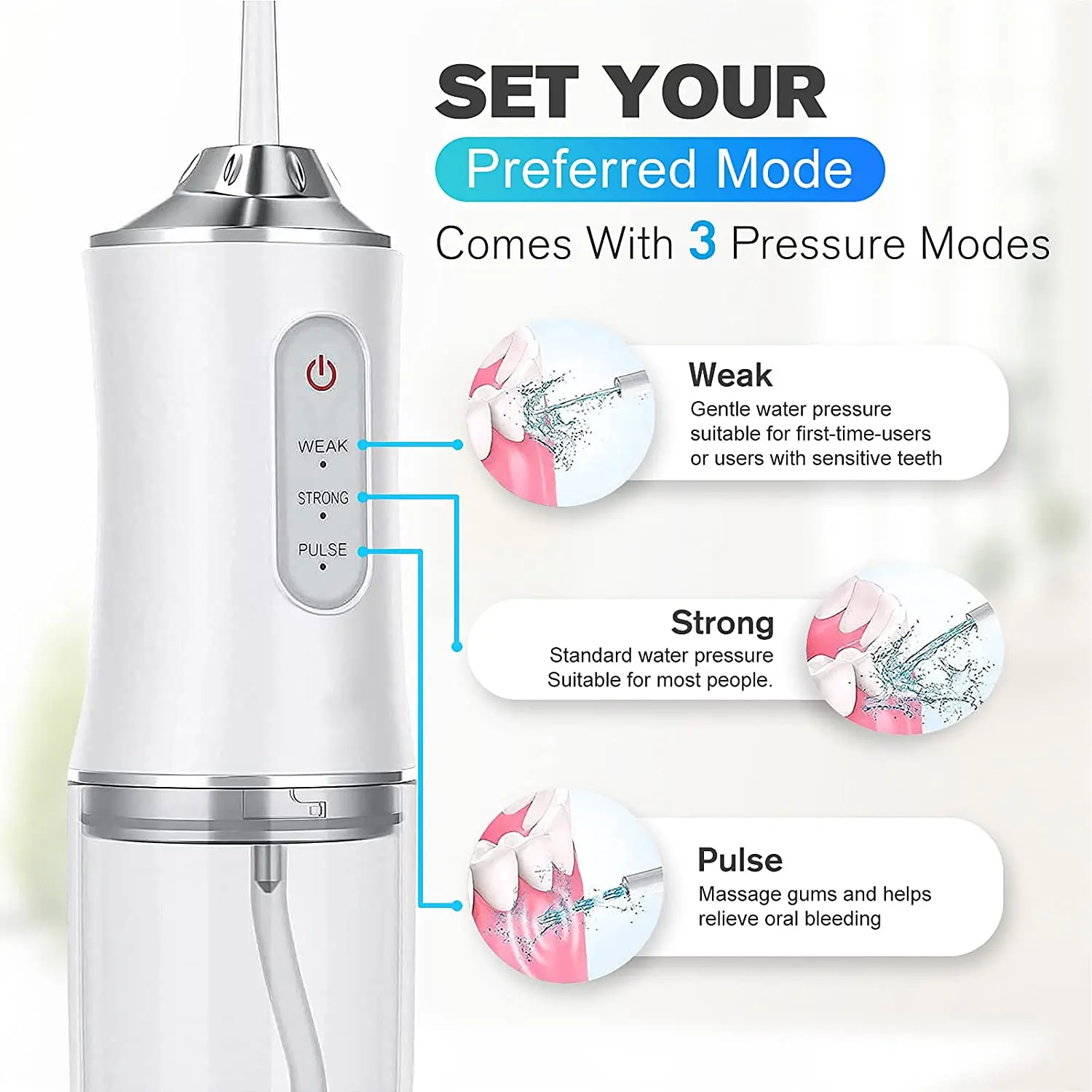 Irrigateur dentaire électrique 3 modes + accessoires