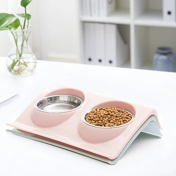 

Pet Dog Bowl Stainless Steel Double Pet Bowls Food Water Feeder For Dog Puppy Cats Feeding Dishes Splash-proof Pet Supplies