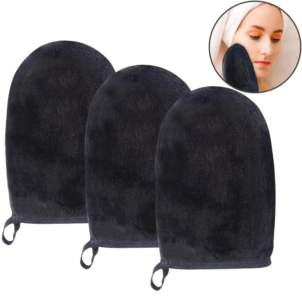 Sinland Bamboo Fiber Oil Free Reusable Makeup Remover Cloth Glove Tool Beauty Facial Cleansing Cloth Pads 13cmx20cm 3 Pack White 4