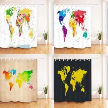Colorful World Map Shower Curtains Bathroom Curtain Bathing Decor Bathing Accessories Waterproof Fabric Polyester Bath Screens waterproof bathroom blackout shower curtains for home bathtub partition curtains polyester wet dry separation bath screens sale