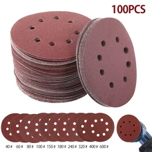 100pcs 5Inch 125mm Round Sandpaper Eight Hole Disk Sand Sheets Grit 40-600 Hook and Loop Sanding Disc Abrasives for Polish 100pcs 5Inch 125mm Round Sandpaper Eight Hole Disk Sand Sheets Grit 40-600 Hook and Loop Sanding Disc Abrasives for Polish