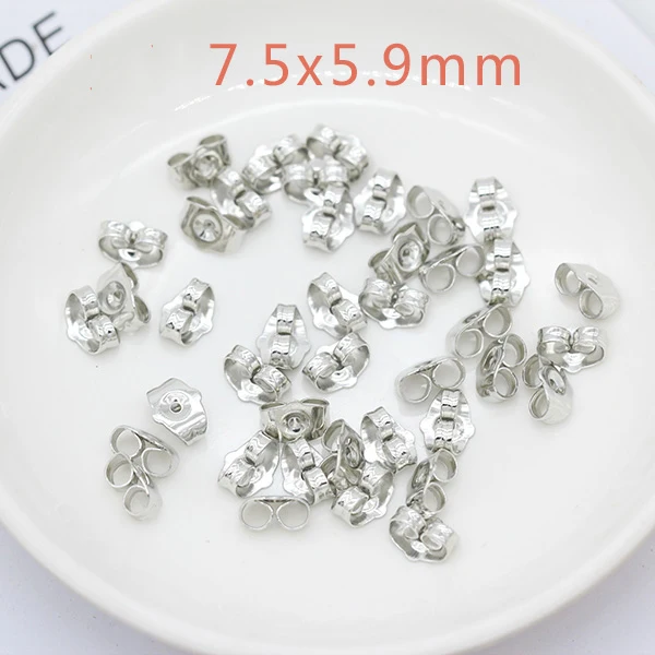 100p серебряные позолоченные серьги-клипсы с бабочкой, сменный клатч с бабочкой, сделай сам, ювелирное изделие - Цвет: 7.5x5.9mm Nickel