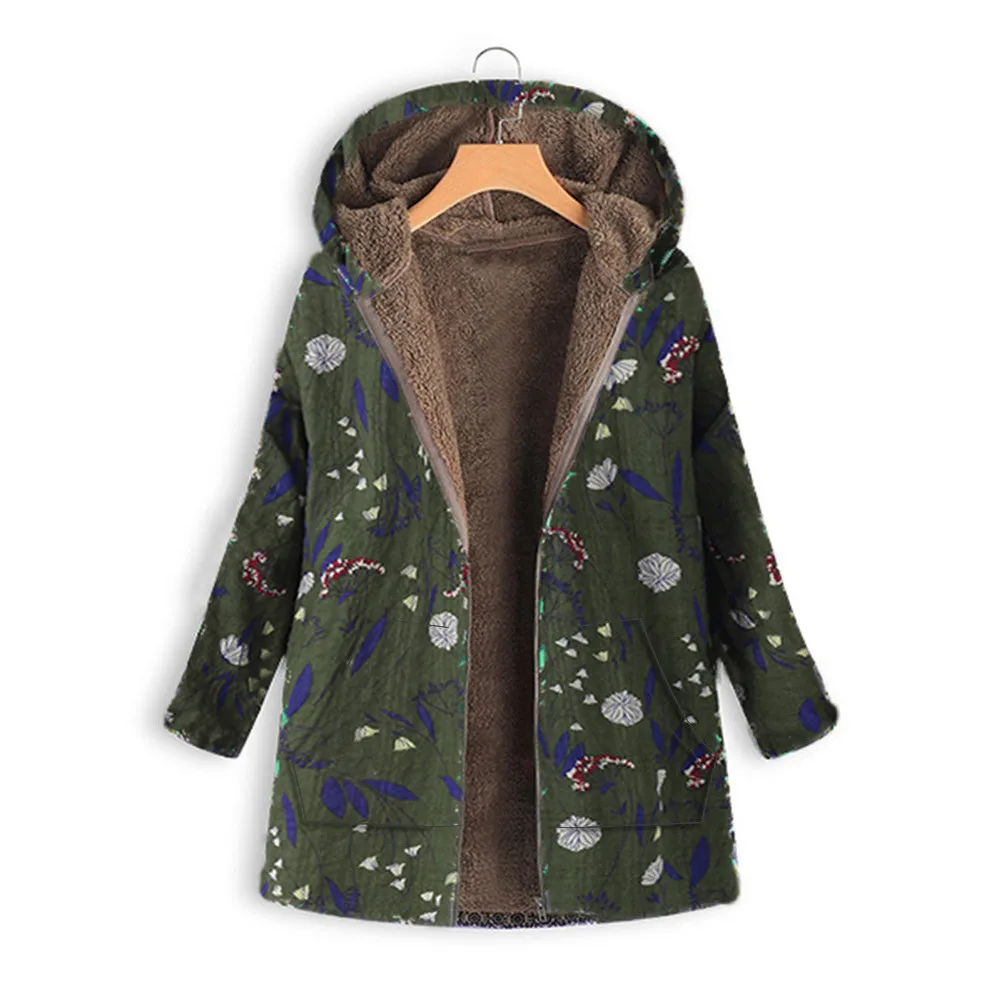 MISSOMO зимняя куртка женская теплая верхняя одежда цветочный принт с капюшоном карманы винтажное пальто оверсайз Женская плюс размер 5XL casaco feminino 9