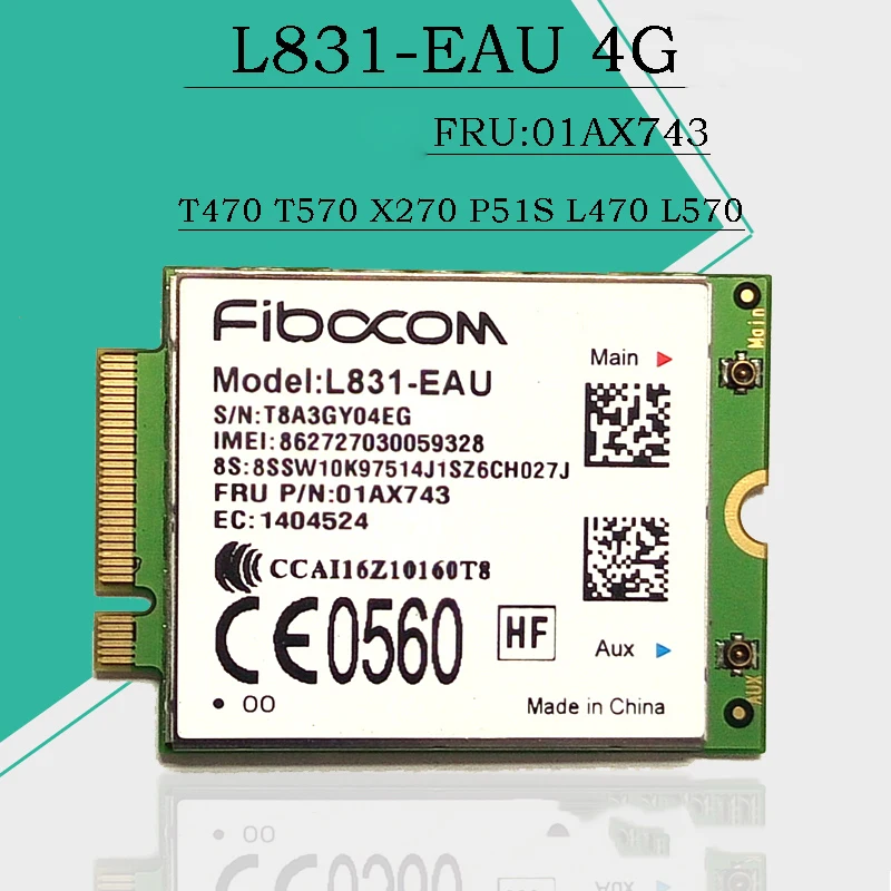 Fibocom L831-EAU 01AX743 4G LTE wireless Cat4 WWAN M.2 module for Thinkpad T470 T570 X270 P51S L470 L570 MIIX-510-12IKB |