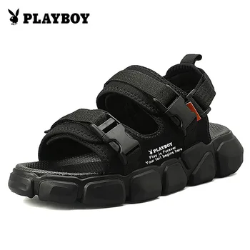 

2020 playboy sandals summer outdoor beach shoes men's outdoor breathable non-slip increase fashion soft high Roman sandals