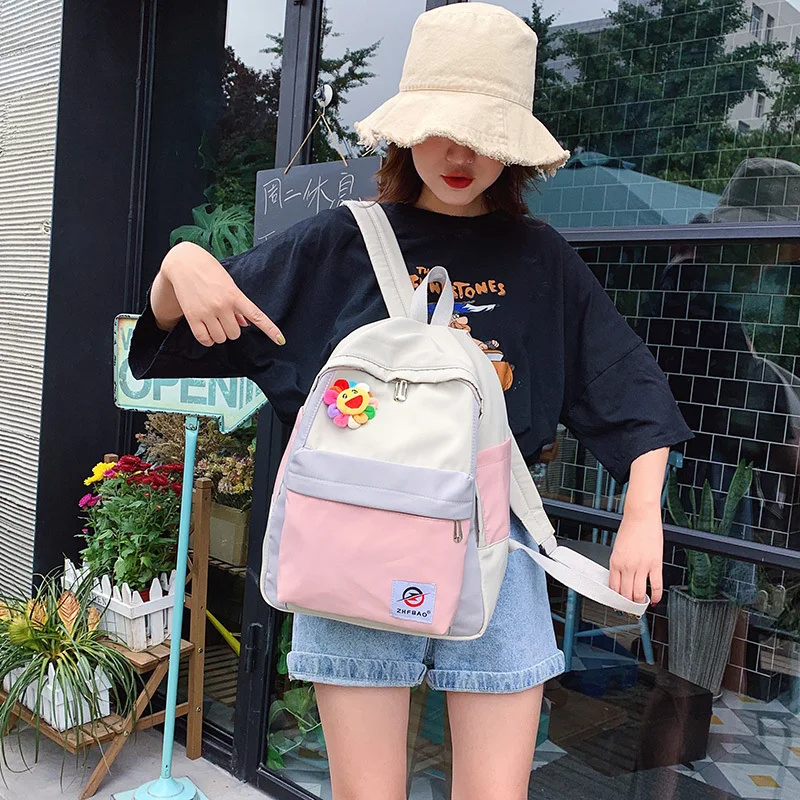 

2019 new JIULIN Korean version of Oxford cloth solid color female students high school students backpack bag