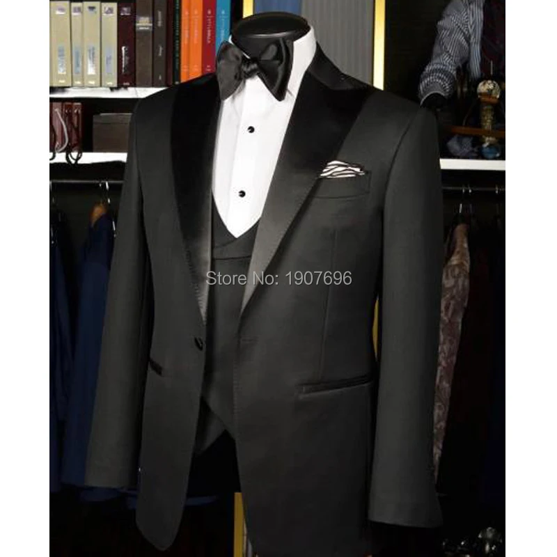 Men Black Wedding Tuxedo 3-piece Set