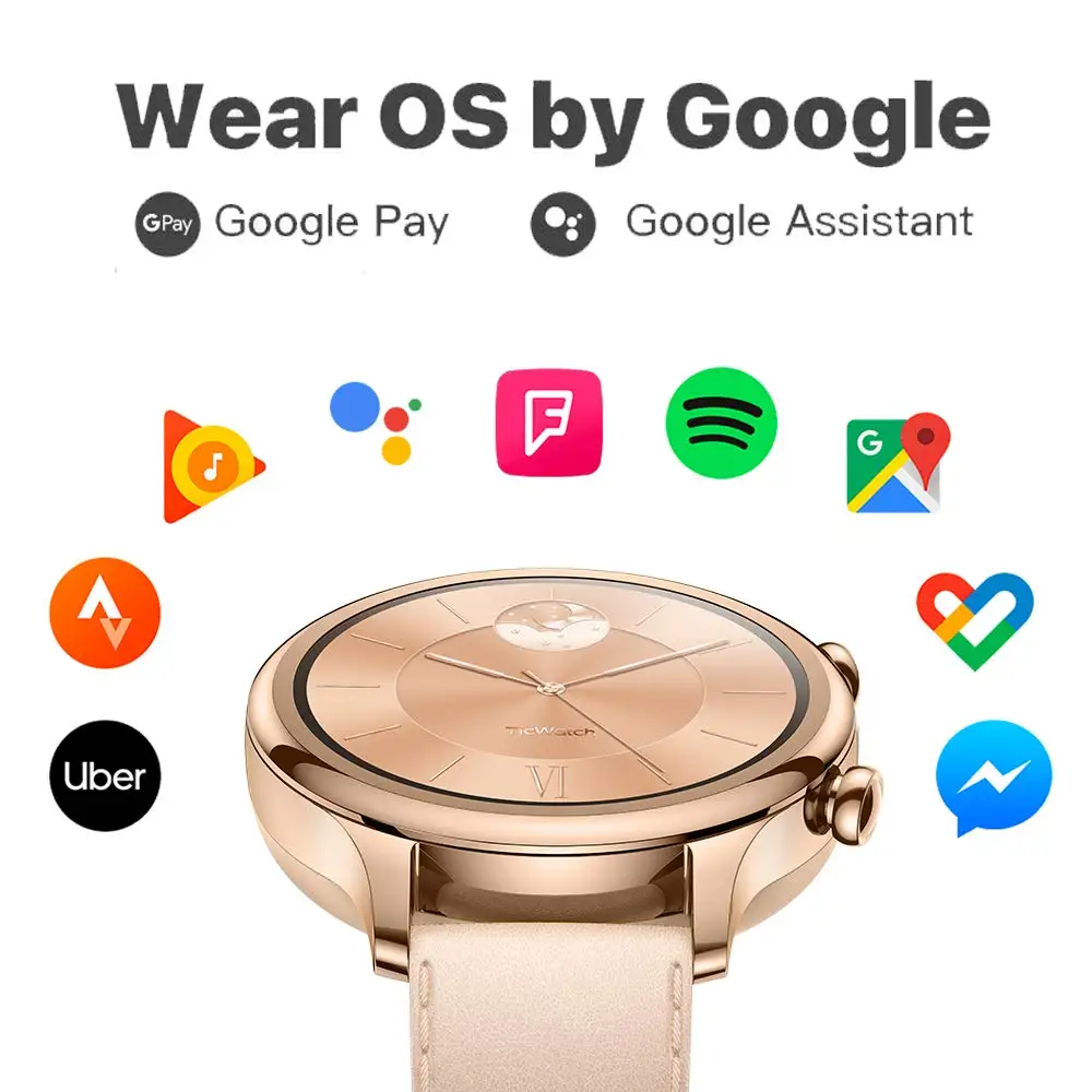  Ticwatch C2 Rose Gold Smart Watch Bluetooth Smartwatch with GPS Android&iOS compatible IP68 Waterpr