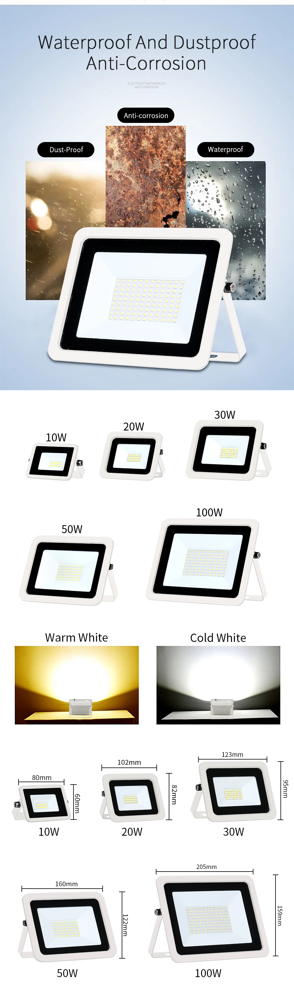 2pcs LED Floodlight 10W 20W 30W 50W 100W Flood Light IP68 H3e5aeddb643f4e4b88a0bf65dfb58313X