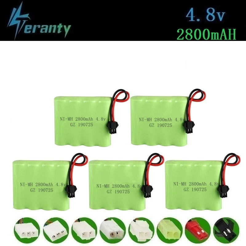 

Upgrade 4.8v 2800mah NiMH Battery For Rc Toys Cars Tanks Robots Guns Boats AA Ni-MH 4.8v Rechargeable Battery Pack 1Pcs to 10PCS