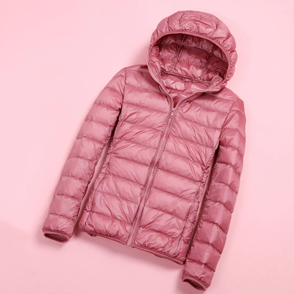 Winter Outwear Women Hooded Down Jackets Warm Coat Black Pink Parka
