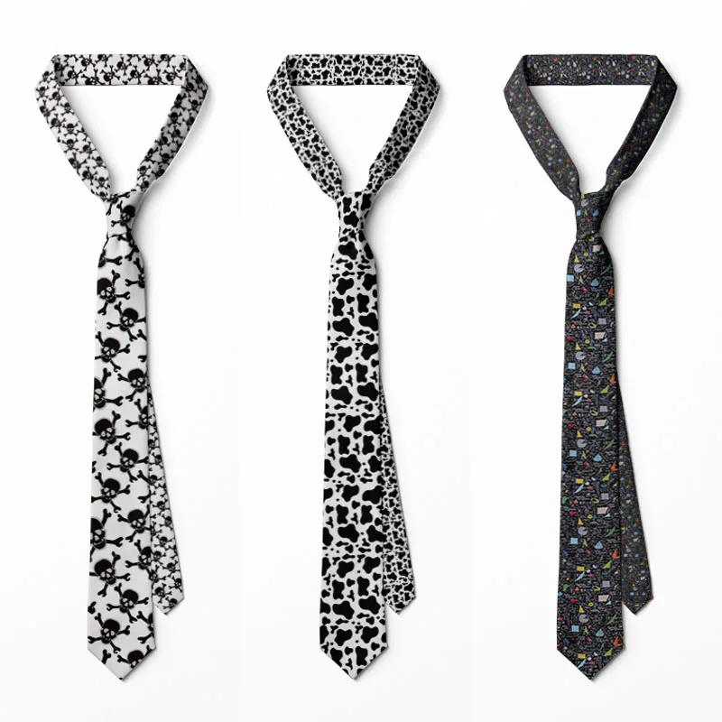 

Punk Skull Style Men's Casual Tie 3D Printed Black Polyester 8cm Width Slim Necktie Party Gift For Men