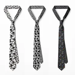 Punk Skull Style Men's Casual Tie 3D Printed Black Polyester 8cm Width Slim Necktie Party Gift For Men
