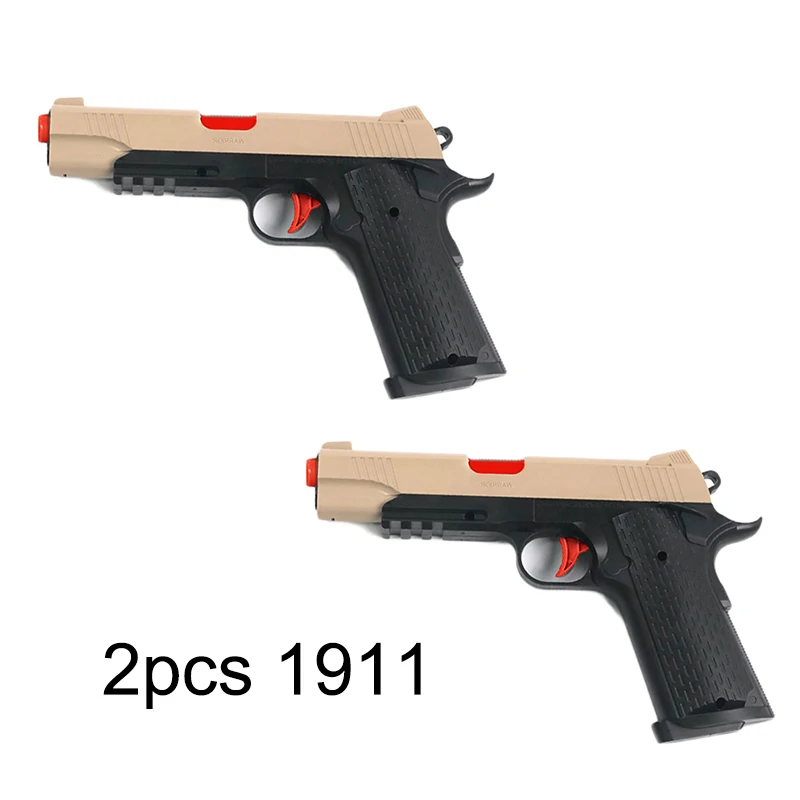 2 шт пластиковый гелевый шариковый пистолет Glock 17 1911 водяные пули игрушки для мальчиков пистолет оружие пистолет аксессуары пистолет кейс для игр на открытом воздухе подарки для детей - Цвет: 2pcs 1911