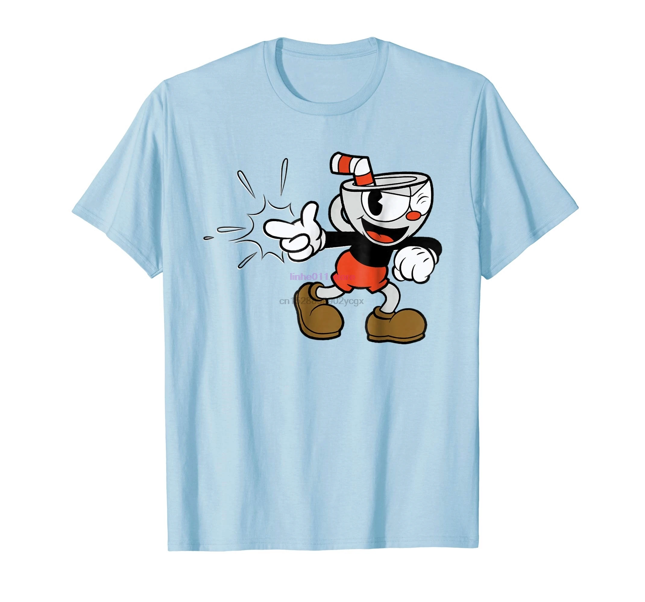 Новая мужская рубашка Cuphead классический подмигивание с оснасткой графическая