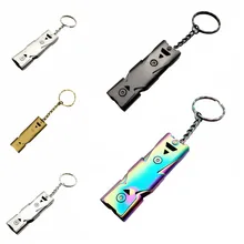Survival Stainless Steel High-frequency Emergency Survival Whistle Keychain SOS Double Tube EDC Whistle Camping Hiking Outdoor