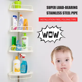 

4 Layers Bathroom Wall Corner Storage Rack Holder Shelf Triangular Rack Organizer Shampoo Cosmetics Basket Stand NO Drilling