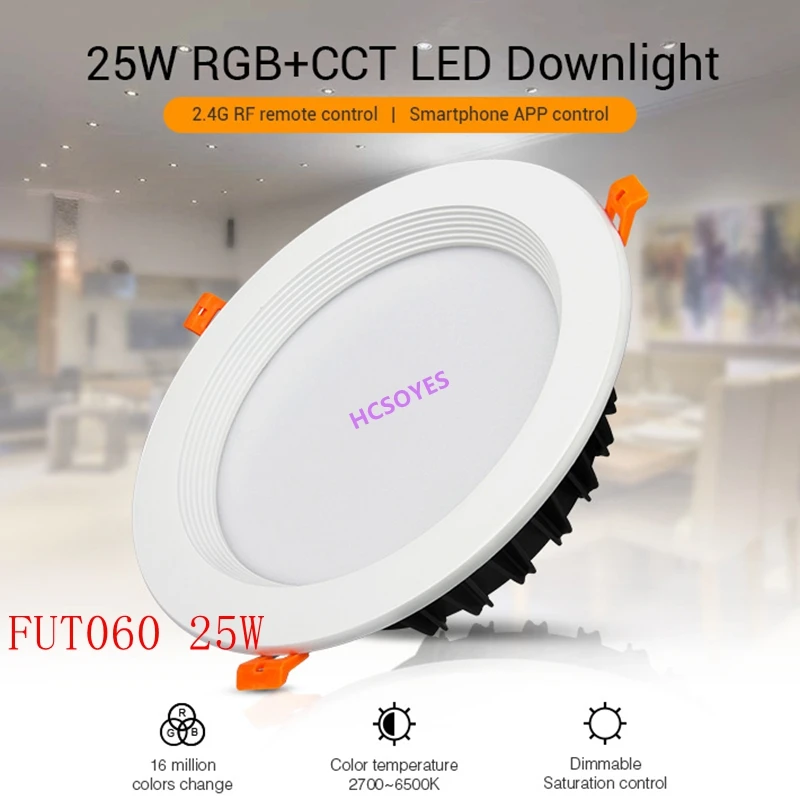 Milight FUT061 9 W RGB + CCT светодиодный светильник 2,4g РФ дистанционного управления Смартфон приложение управления AC100 ~ 240 V Цвет температура: 2700 K ~ 6500 K