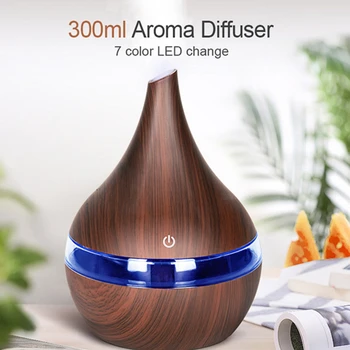 

300ML USB Electric Aroma Air Diffuser Wood Ultrasonic Air Humidifier Essential Oil Aromatherapy Cool Mist Maker For Home 7 Color