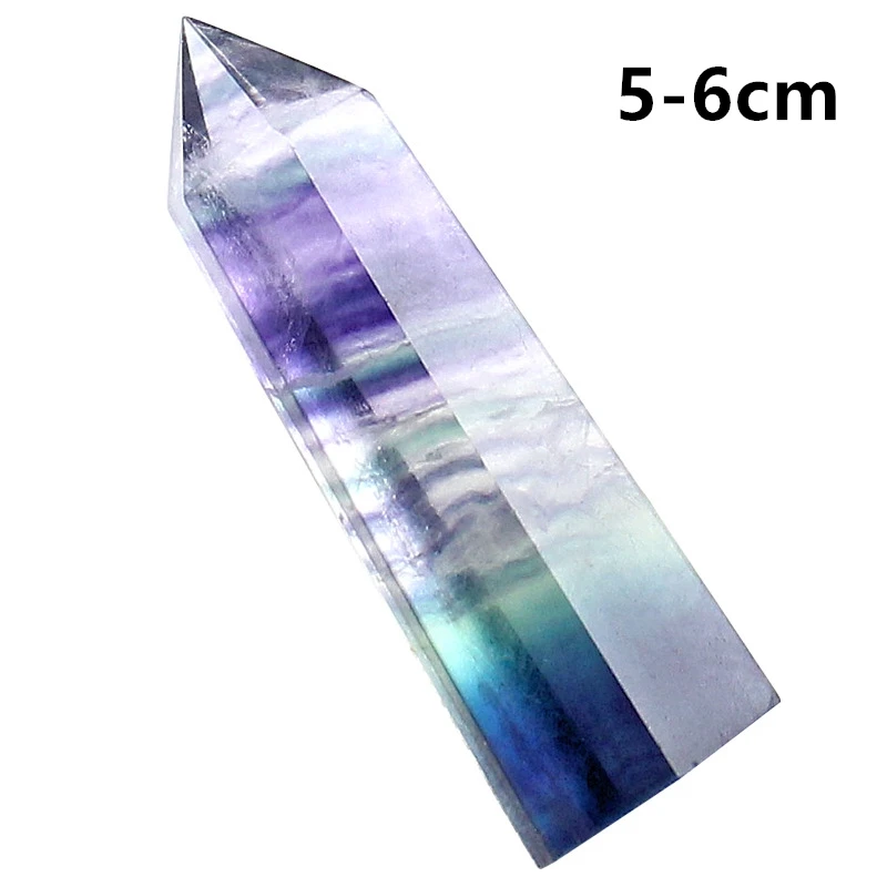 5-6cm Натуральная флюоритовая, Хрустальная, цветная полоска, флюоритовый кварц, минеральный камень, Шестиугольная точка, палочка, лечебный камень, домашний декор - Цвет: 5-6cm