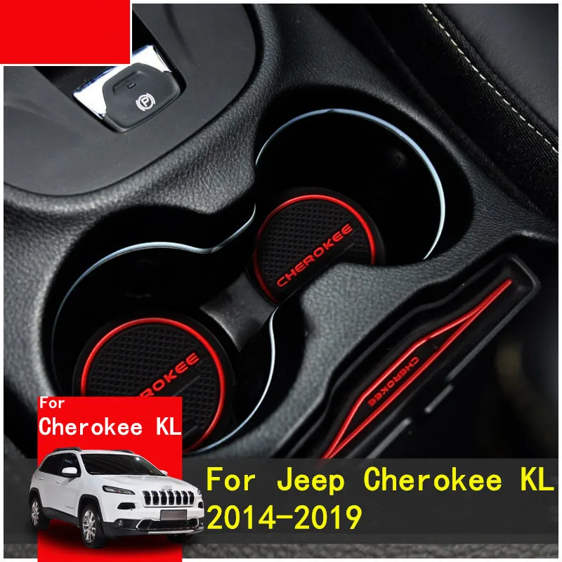 

3D Rubber Mat For Jeep Cherokee KL 2014-2019 Door Slot Pad Cup Cushion Groove Mat Lnterior Anti Slip Mat Car Accessories