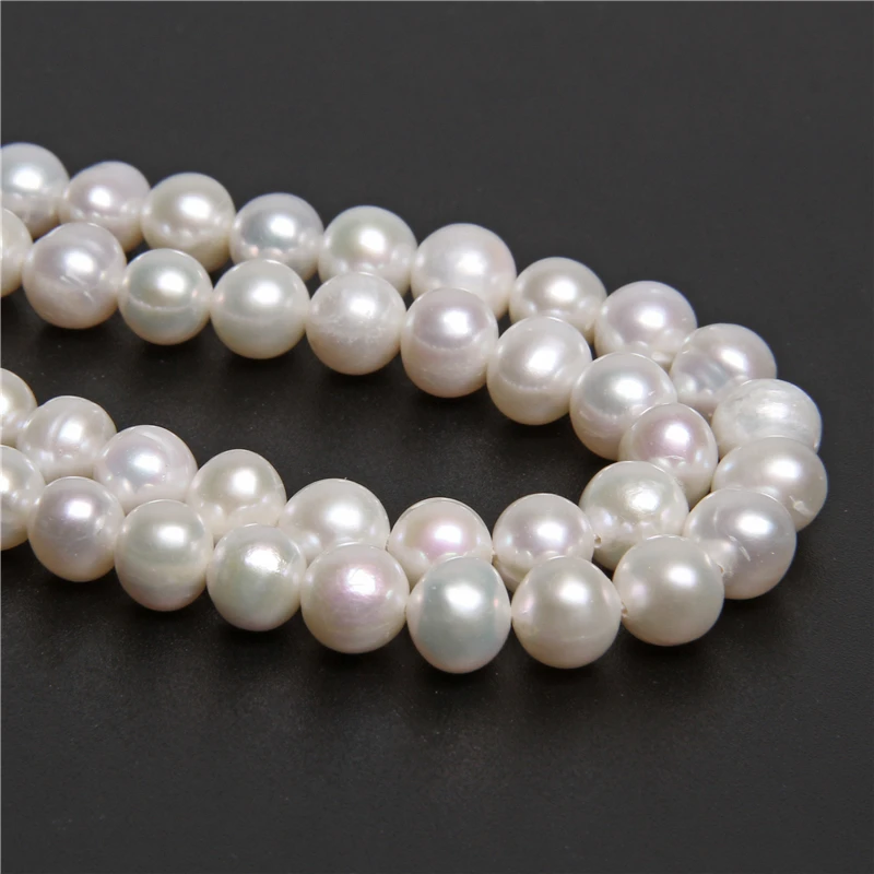6-10mm White Real Potato Round Pearls Freshwater Natural Pearl Beads For DIY Necklace Bracelet Earring Jewelry Making 14