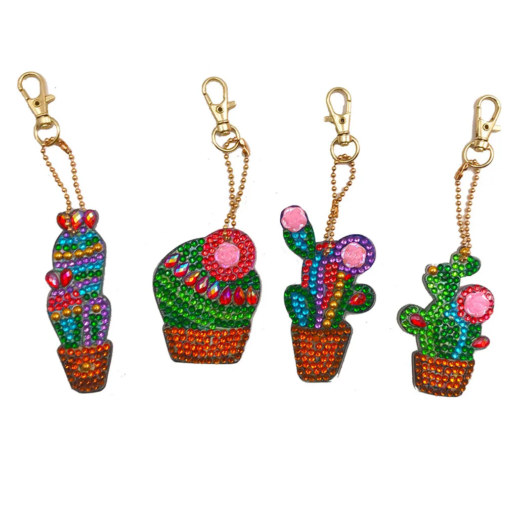 Полная дрель 5D DIY бриллиантовый рисунок Рождество ключ брелок на цепочке брелок Подвески 4 шт. Oct#15