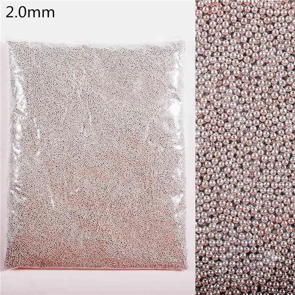 Silver Grey 2.0mm 0,6-2,0 мм Высокое качество мини-Икра бусы из нержавеющей стали металлические заклепки розовое золото и серебро горный хрусталь DIY украшения ногтей - Цвет: Silver Grey 2.0mm